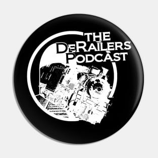DeRailers Podcast Logo (White) Pin