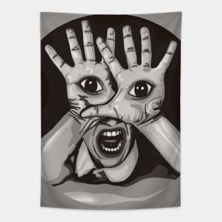 Weird Eyeball Hands Scream Tapestry