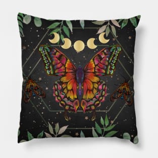 Mystic Botanical Butterfly Scene 5 Pillow