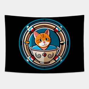 Cute Japanese Cat ramen Tapestry