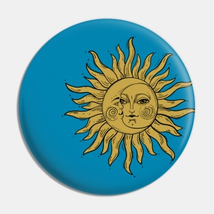 Sun and Moon Crescent Face Pin