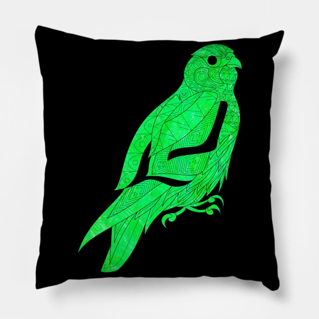 Eco peregrine falcon in zentangle art ecopop Pillow by jorge_lebeau