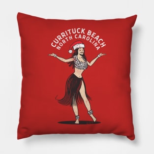 Currituck Beach, NC Christmas Vacationing Holiday Hula Girl Pillow