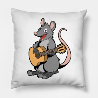 Comic opossum playing guitar Pillow