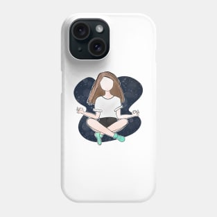 Meditading Girl Power - Space in the Universe - Brown - Purple Phone Case