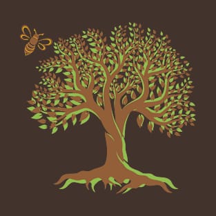 Tree of Life & Bee - Nature Lover Environmental Image T-Shirt