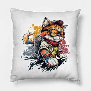 Hip Graffiti Cat Pillow