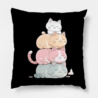 Kawaii Cute Cats Lying on top each other Pillow