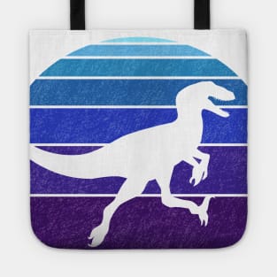 Utahraptor or Velociraptor Retro Synthwave Dino Tote