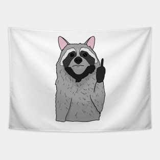 Grumpy Racoon Holding Middle finger funny gift Tapestry