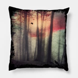 Blurred Vision - Abstract Forest at Sunrise Pillow