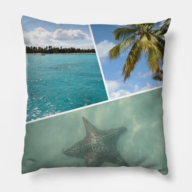 Caribbean Photo Collage - Isla Saona Pillow by Christine aka stine1