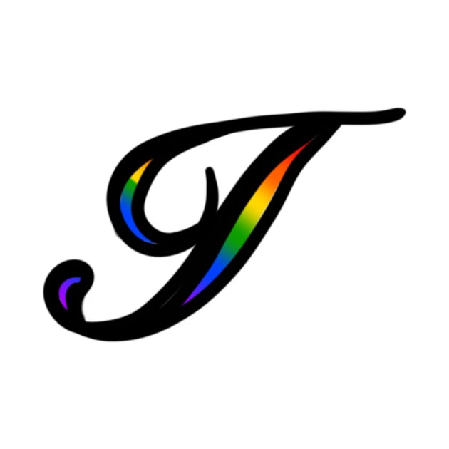 Rainbow Cursive Letter I by JennaBunnies