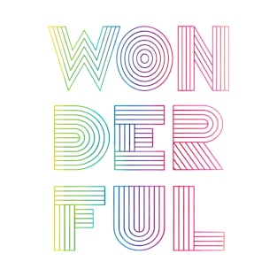 WONDERFUL retro typography rainbow T-Shirt