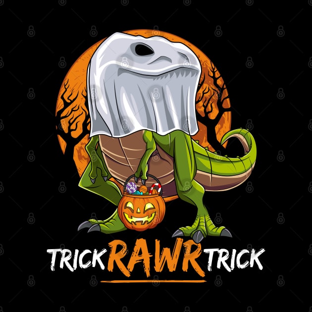 Trick Rawr Trick Halloween Dinosaur Ghost T Rex by HCMGift