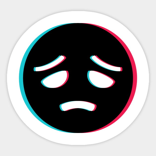 Tiktok Sad Depressed Emoji Smiley Black Tiktok Tik Tok Sticker Teepublic