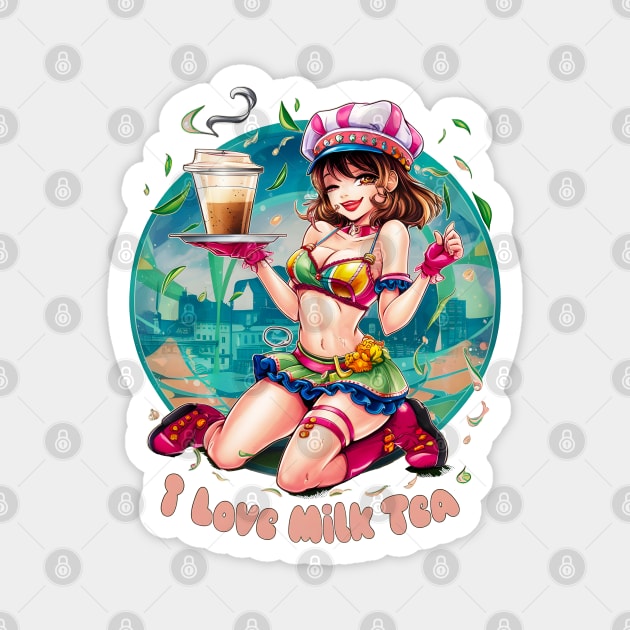 I love milk tea, bubble, boba, tapioca, kawaii anime tee Magnet by Inkspire Apparel designs