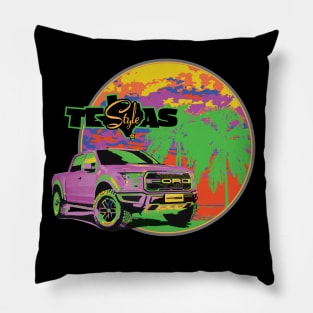 Texas-Style Ford Truck beach scene bold colors Pillow