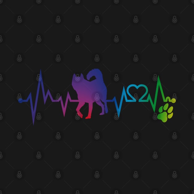 Husky Colorful Heartbeat, Heart & Dog Paw by kimoufaster