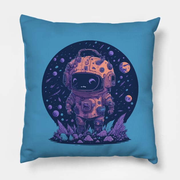 Monster in Spacesuit Pillow by Poge