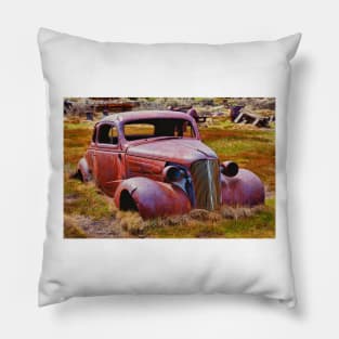 Old rusty car Bodie Ghost Town Pillow