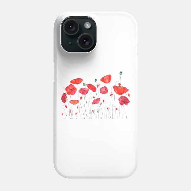 orange and red poppy painting Phone Case by colorandcolor