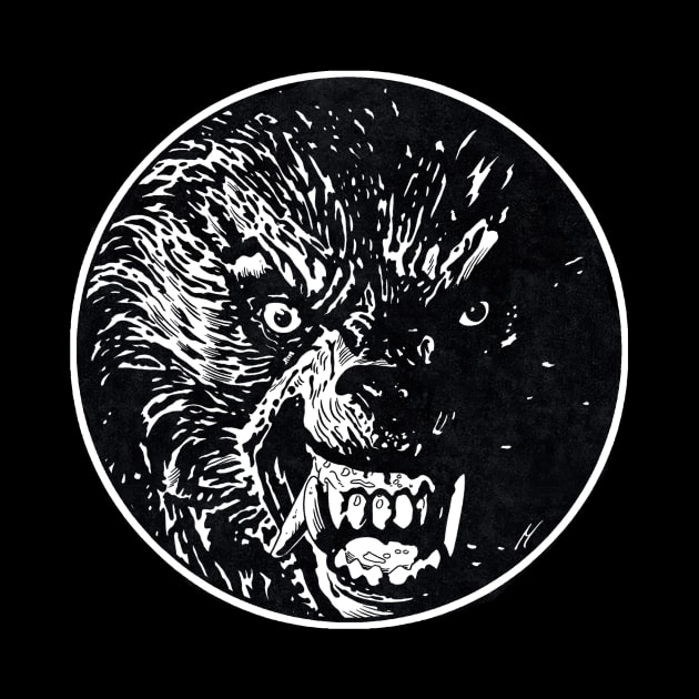 AMERICAN WEREWOLF IN LONDON (Circle Black and White) by Famous Weirdos