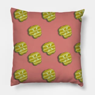 Retro Pink Pickle  Fast Food Pattern Pillow