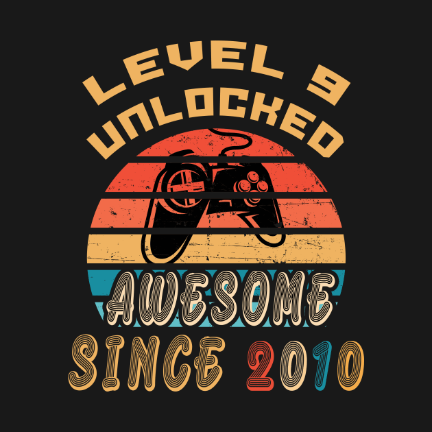 Level 9 Unlocked Awesome Since 2010 | Gamer Birthday Gift by MerchMadness