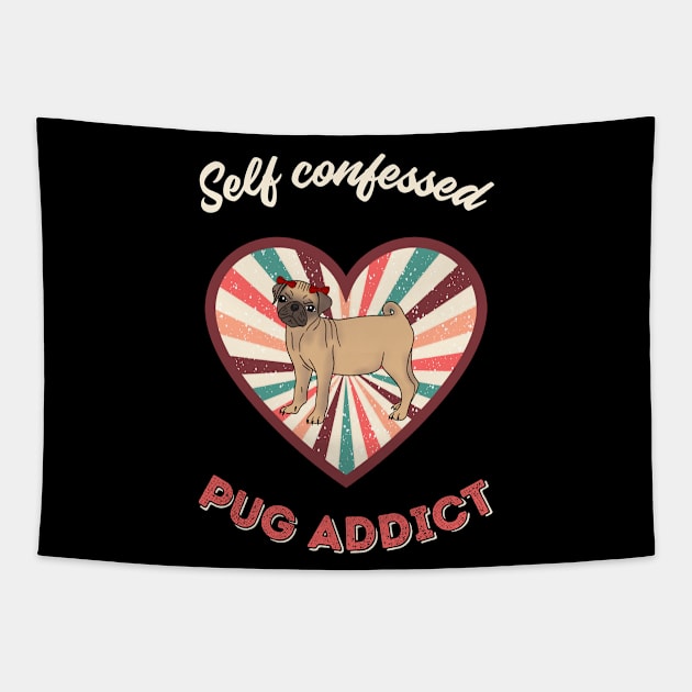 Self confessed pug addict - a retro vintage design Tapestry by Cute_but_crazy_designs