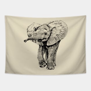 Irresistible Baby Elephant | African Wildlife Tapestry