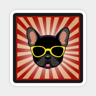 Black French Bulldog Wearing Yellow Sunglasses Funny Frenchie Dog Magnet