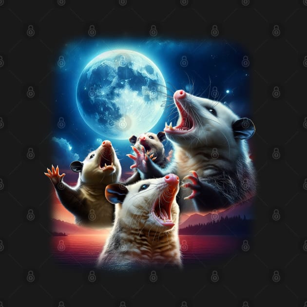Opossums howling at the Moon by xyzstudio