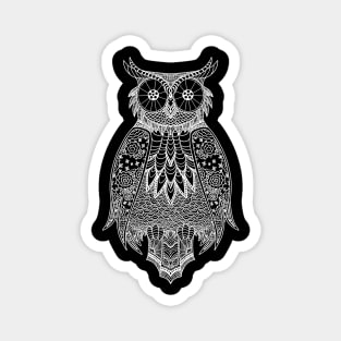 Owl Lineart White Magnet