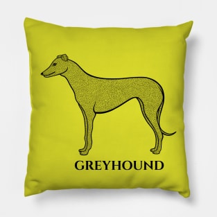 Greyhound Dog Design with Name - detailed drawing for greyhound lovers Pillow