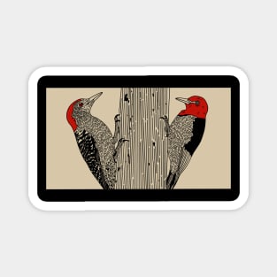 Red Bellied and Red Headed Woodpecker Magnet