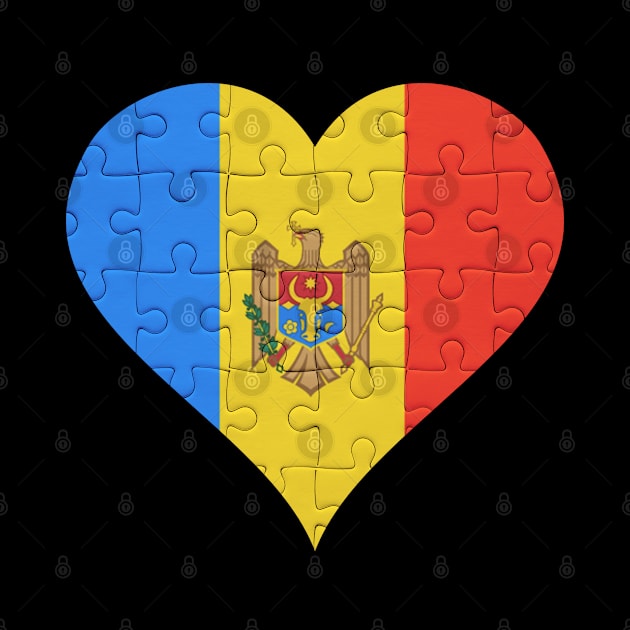 Moldovan Jigsaw Puzzle Heart Design - Gift for Moldovan With Moldova Roots by Country Flags