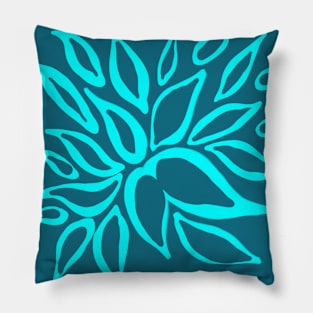 turquoise leaves pattern Pillow