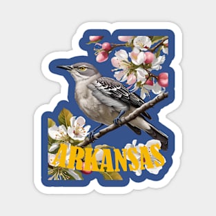 Arkansas Northern Mockingbird Surrounded by Apple Blossom Magnet