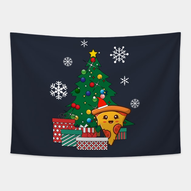 Happy Pizza Around The Christmas Tree Tapestry by Nova5