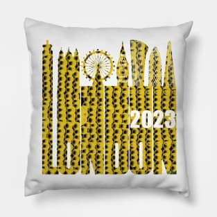 London Skyline 2023 - Yellow Bubbles Pillow