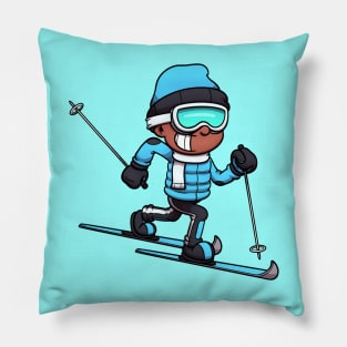 Cross Country Skiing Boy Pillow