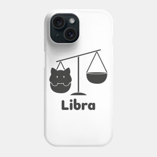 Libra Cat Zodiac Sign with Text (Black and White) Phone Case