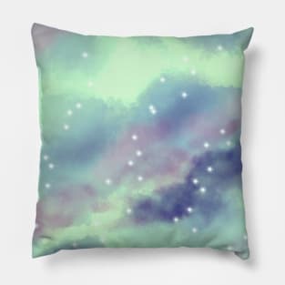 Blue Green Clouds Abstract Design Pillow