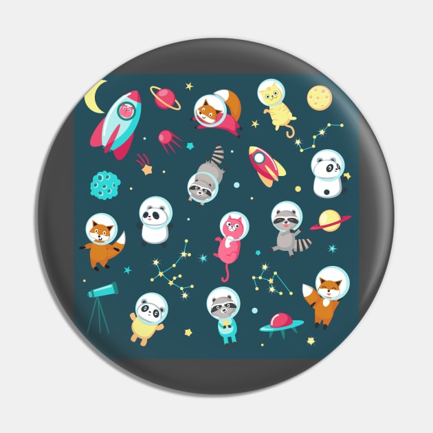 Woodland Animals in Space Pin by funhousejen