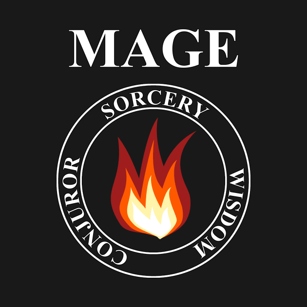 Mage Fantasy RPG Class Fire Magic T-shirt by AgemaApparel