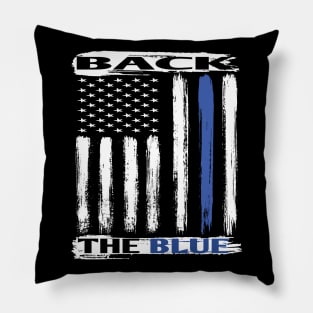 Show Police Support Thin Blue Line Back the Blue American Flag Gifts Pillow