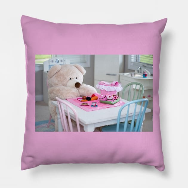 Teddy bear lunch time Pillow by iyd39