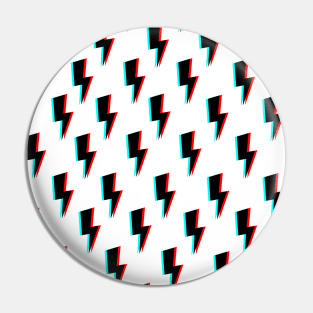 Glitchy Lightning- Black on White Pin