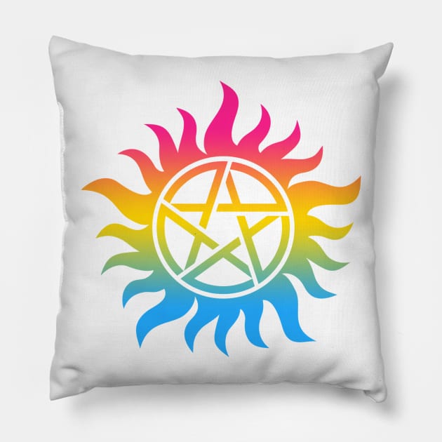 Supernatural Pansexual Pride Pillow by AcacianCreations